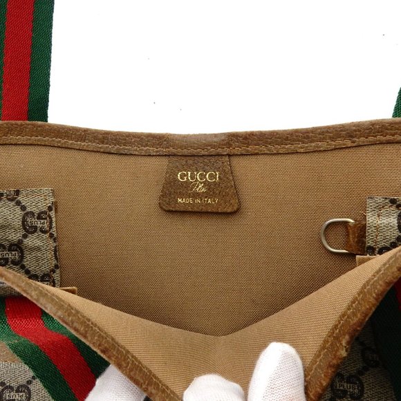 Vintage GUCCI PLUS Supreme Web GG Monogram Canvas Leather Shopper Bag - Picture 9 of 11
